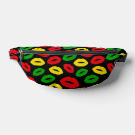 Riñoneras Besos de color rasta con estampado negro