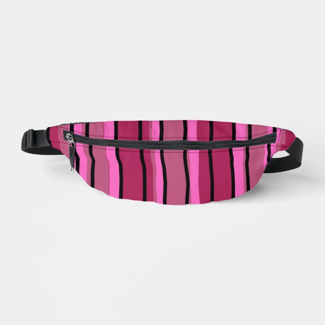 Riñoneras Big Color Pop Hot Pink and Black Strips (Anverso)