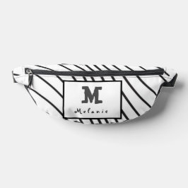 Riñoneras Black and white striped Abstract minimal Monogram