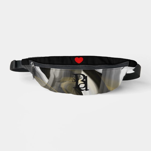 Riñoneras Black Fanny Pack Trend Resumen Art White Gold (Anverso)