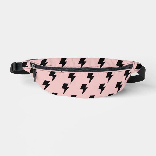 Riñoneras Black Pink Lightning Y2K Indie Moda cotidiana (Anverso)