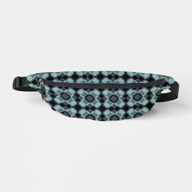 Riñoneras Blue Black Checker Argyle Pattern (Anverso)