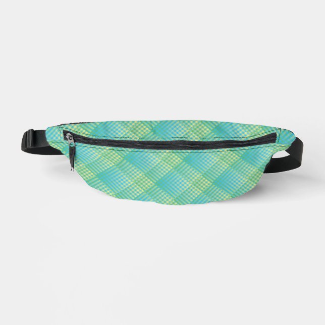 Riñoneras Blue Green Checker Abstract Pattern (Anverso)