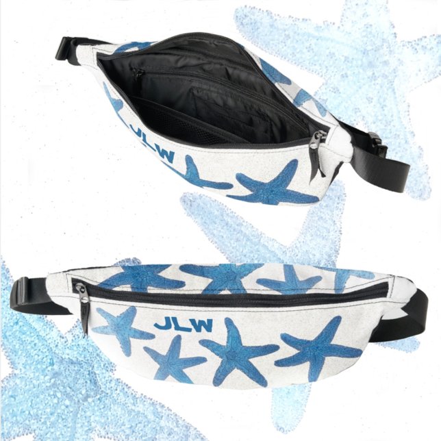 Riñoneras Blue Starfish Whimsical Coastal Nautical White (Subido por el creador)
