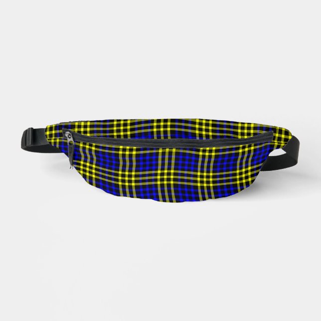 Riñoneras Blue Yellow Plaid Checker Seamless Pattern (Anverso)