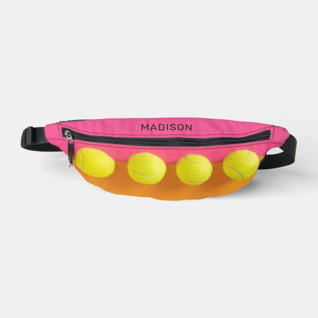 Riñoneras Bolas de tenis de texto personalizado (Anverso)