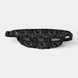Riñoneras Bonito Ditsy FLoral Pattern Black Violet Name