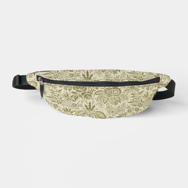 Riñoneras Brocado Botánico Toile Floral Verde Pattern Sage (Anverso)