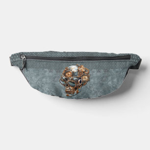 Riñoneras Calavera Steampunk vintage de naranja y gris azula