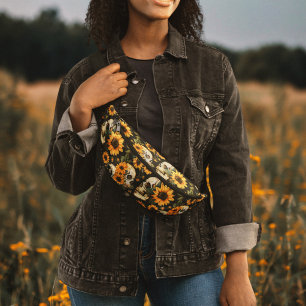 Riñoneras Calaveras de Gótico de verano y girasoles tembloro