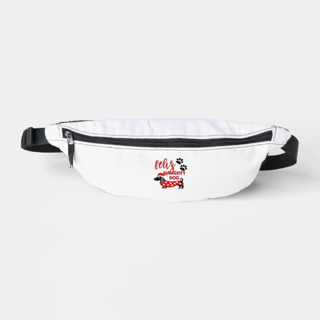 Riñoneras Camisas de Navidades de Dachshund _ Divertida Feli (Anverso)