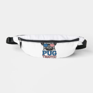 Riñoneras Camiseta de diseño de grabado vintage pug patrióti