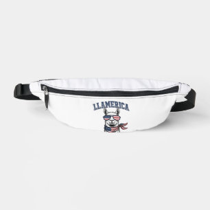 Riñoneras Camiseta de grabado vintage de llama patriótica de