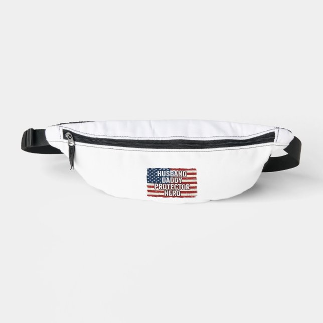 Riñoneras Camiseta Patriótica Marido Papá Protector Héroe Ba (Anverso)