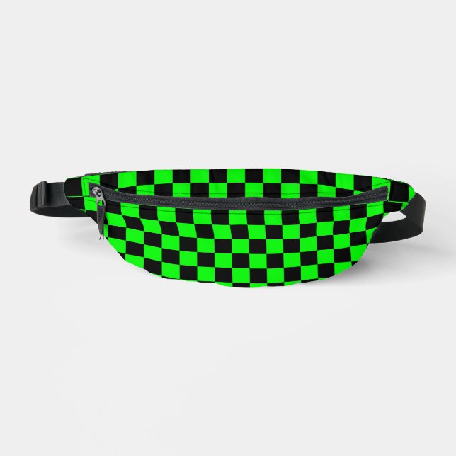 RIÑONERAS CHECKERBOARD RETRO NEGRO VERDE ENVASE DE FANNY (Anverso)