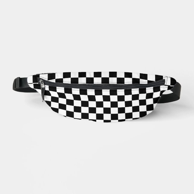 Riñoneras Checkerboard simple en blanco y negro (Anverso)