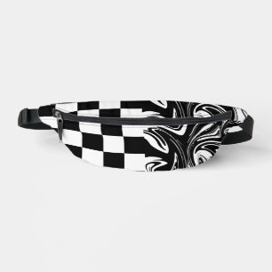Riñoneras Cheques y Swirls - Blanco y negro