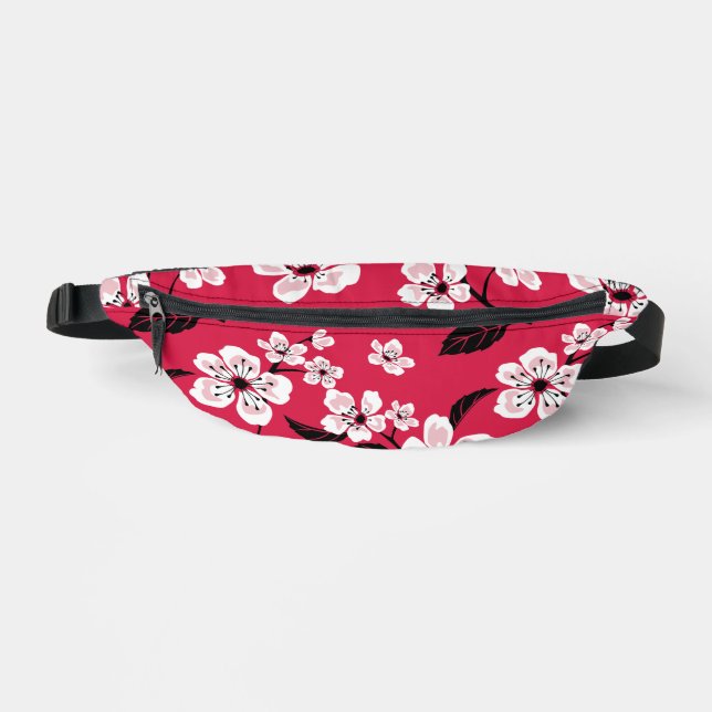 RIÑONERAS CHERRY BLOSSOM - PATRÓN SAKURA EN ROJO (Anverso)