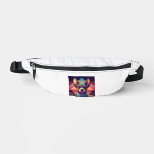 Riñoneras Chihuahua Retro Neon � Arte de Perro Synthwave Vib