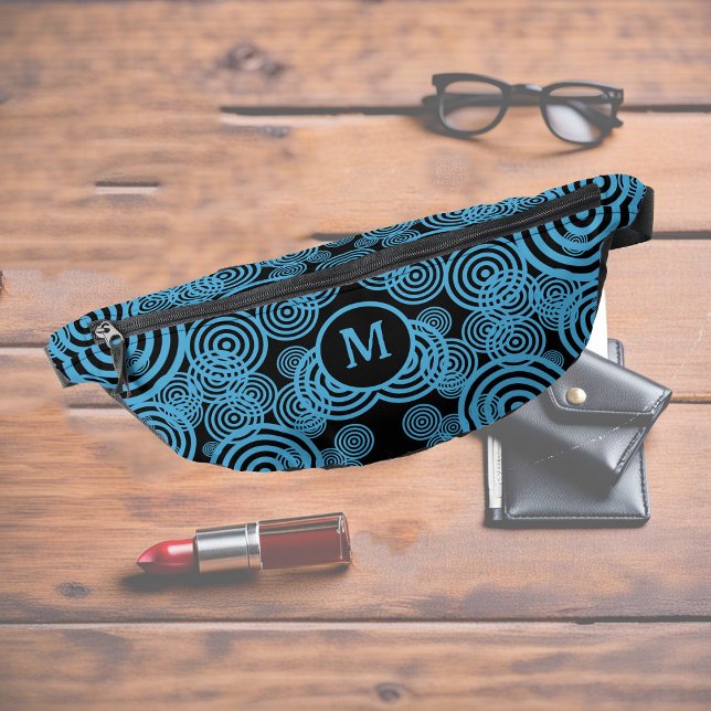 Riñoneras Círculos azules modernos y de moda en monograma ne (Subido por el creador)