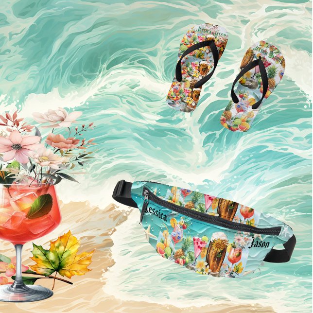 Riñoneras Cócteles de Playa Frutas Tropicales Despedida de S (Beach Cocktails Tropical Fruits Bachelorette Party Fanny Pack)