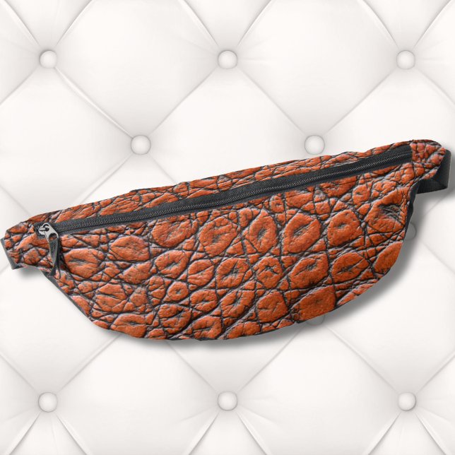 Riñoneras Coligador de imitación de impresión de animales (Trendy Brown Animal Print Faux Texture Alligator Fanny Pack )