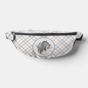 Riñoneras Collie Beardie Black Drawing Cute Dog Art