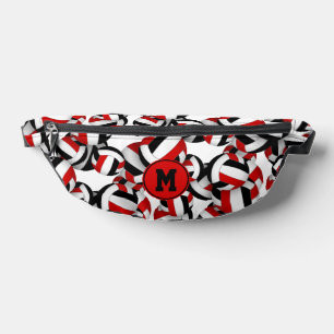 Riñoneras colores del equipo rojo de voleibol negro monogram