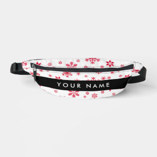 Riñoneras Copos de nieve rojos, tu nombre, personaliza
