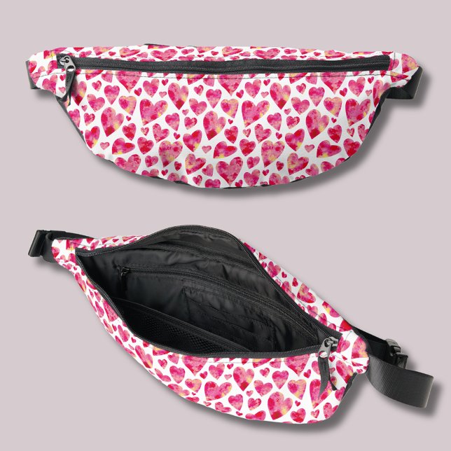 Riñoneras Corazón de Niña Mono (Girly love heart pink fanny pack. Other bag styles available.)