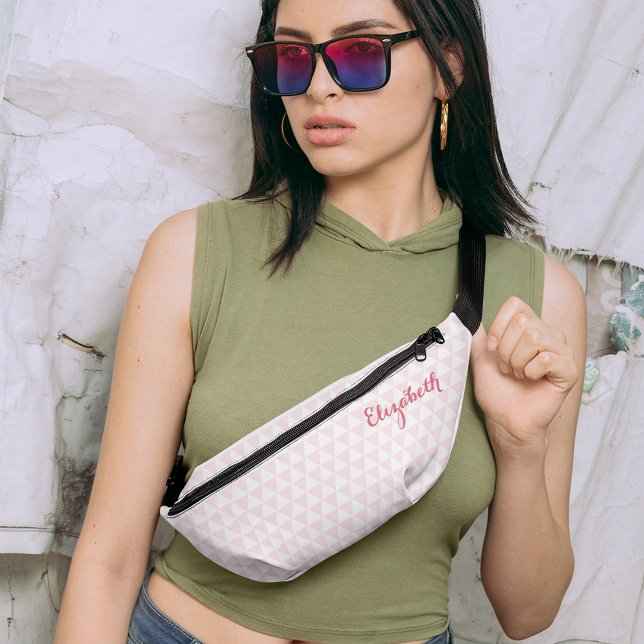 Riñoneras Crossbody monogramado del patrón rosado moderno (Modern Pink Pattern Monogrammed Waist Crossbody Fanny Pack)