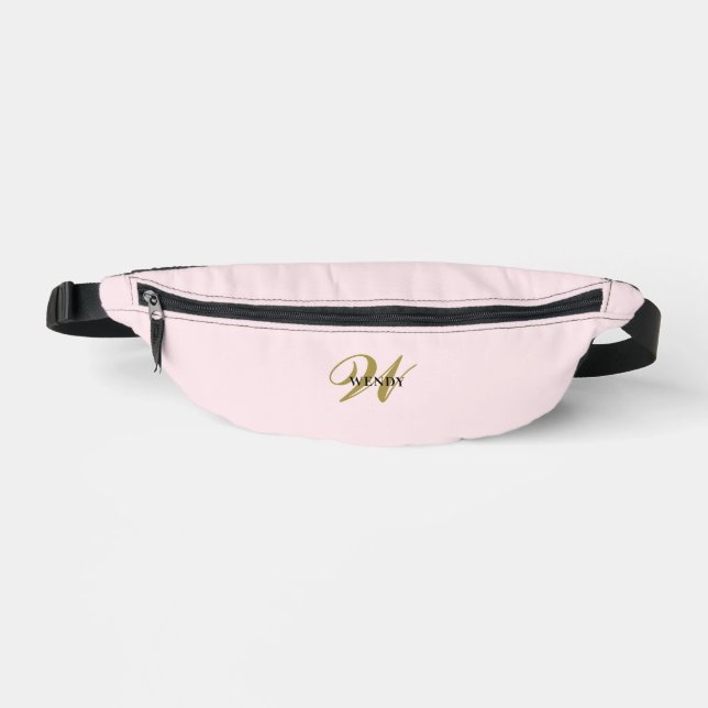 Riñoneras Custom Gold Initial l Stylish Girly Blush Pink  (Anverso)