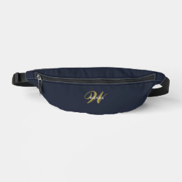 Riñoneras Custom Gold Navy Blue Monogram Clean Stylish 
