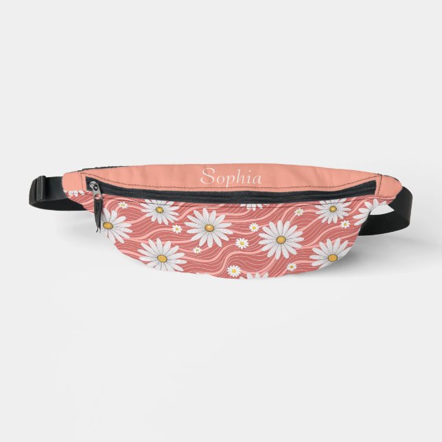 Riñoneras Custom Wavy Pink Daisies (Anverso)