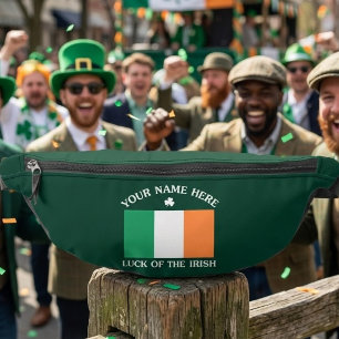 Riñoneras Día de San Patricio Bandera de Irlanda Nombre Pers