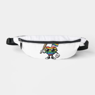 Riñoneras Diseño de camiseta de béisbol Vintage Rainbow Hear