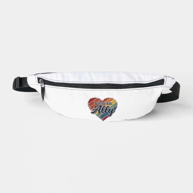 Riñoneras Diseño de camiseta vectorial corazón aliado arcoír (Anverso)