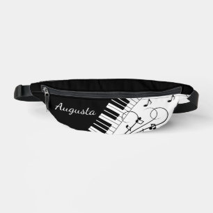 Riñoneras Diseño de música para teclado de piano con nombre