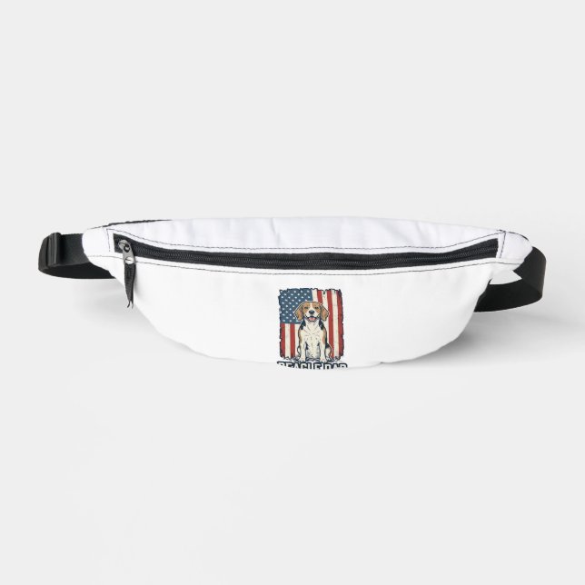 Riñoneras Diseño de perro grabado vintage patriótico de papá (Anverso)