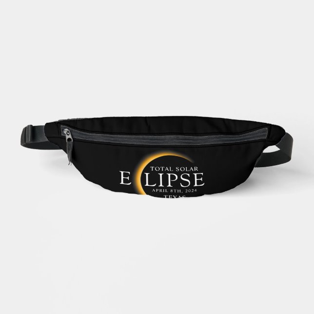 Riñoneras Eclipse solar total de 2024 Texas Black & Gold mod (Anverso)
