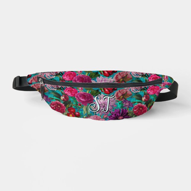 Riñoneras Elegante acuario azul azul Floral Sling (Anverso)