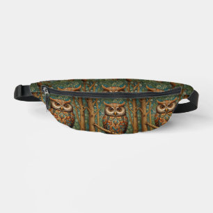 Riñoneras Elegante búho retro bohemio vegetación forestal