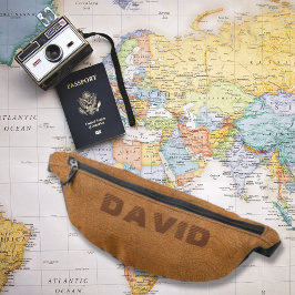 Riñoneras Elegante Camel Brown Faux Leather Personalizado