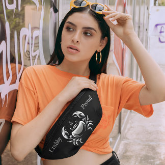 Riñoneras Elegante, elegante logotipo de cangrejo negro 'Can