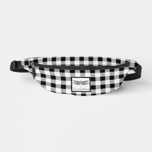 Riñoneras Elegante estampado de gingham de cuadros en blanco