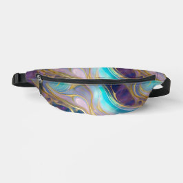 Riñoneras Elegante Faux Gold con Piedra Ópala Verde azulada 