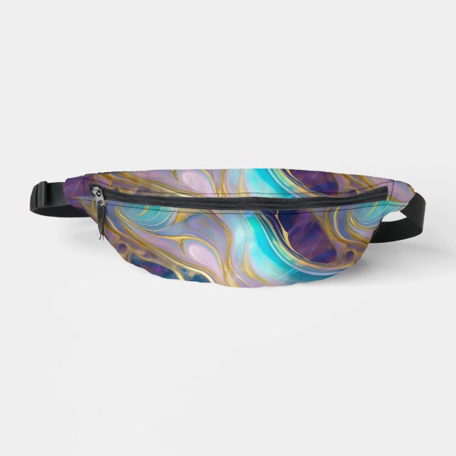 Riñoneras Elegante Faux Gold con Piedra Ópala Verde azulada  (Anverso)