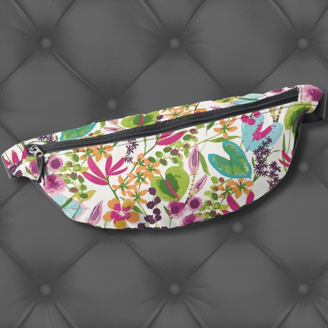 Riñoneras Elegante Floral Tropical (Pink Blue Green Modern Vintage Floral Tropical Fanny Pack)
