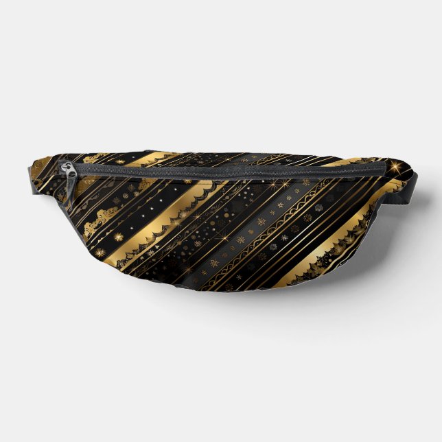 Riñoneras Elegante Negro Y Oro Horizontal Striping (Distribución)