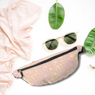 Riñoneras Elegante Rosa Dorado Limón Chifón Estampado de Leo